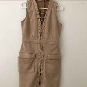 Fashion Nova nude bodycon dress (suede)